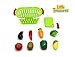 Little Treasures Kitchen Playset for kids 3+ colorful cutting food playset with a handy, spacious veggie basket accommodating eggplant, tomato, capsicum, corn, pepper, and broccoli; all easy to cut