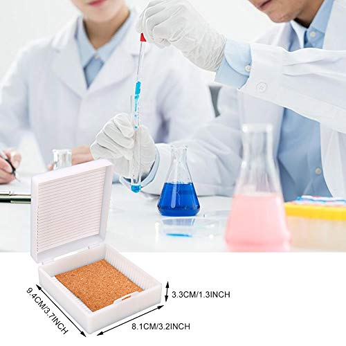 Slide Box, Plastic Cork Lined Microscope Slide Storage Box for 25 Slides