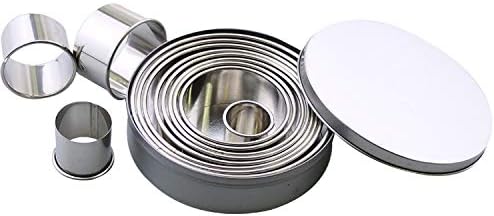 EMIRACLEZE Round Cookie Biscuit Cutter 12 PCS Set Circle Pastry Donut Doughnut Cutter Set Round Cookie Cutters Circle Baking Metal Ring Molds
