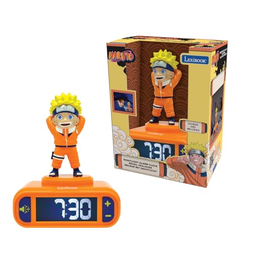 , Naruto, Reloj Despertador de Noche Naruto, Sonidos y melodías, Pantalla LCD retroiluminada, Brillante, Snooze, RL800NA