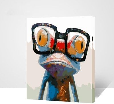 Made4u[ Animals Series 1 [ 20" ] [ Thicker (1") ] [ Wood Framed ] Paint By Numbers Kit with Brushes and Paints for Adult (Frog with Glasses THSJ039)