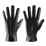 QUKOPSE Winter Leather Gloves for Men,Touchscreen