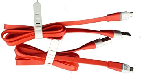 MobiTronics New V2 SMART Chip LED Auto-Disconnect Micro USB Charge/Sync cable (3.3 ft) - 2 Pack KIT - Extremely Durable Flat cables for all Android devicesONE YEAR WARRANTY (2Pack Micro-USB V2-Red)