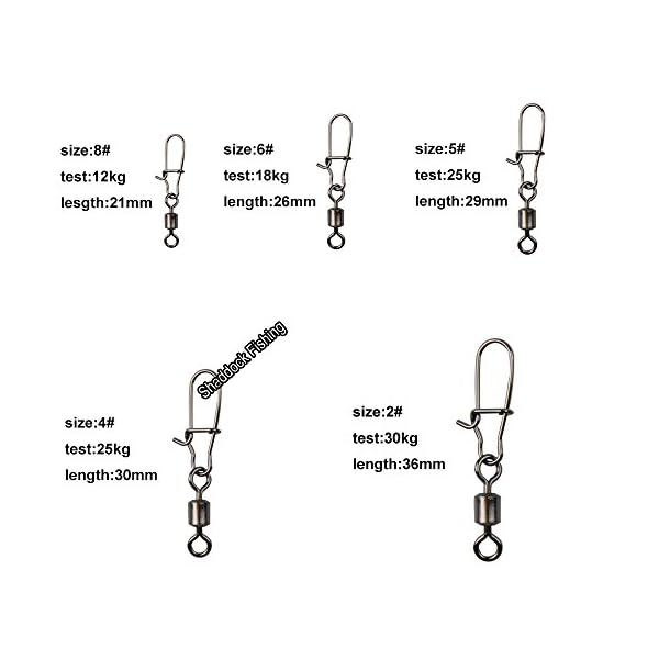 Shaddock-Fishing-210piecesbox-Fishing-Swivel-Snap-Connectors-Size-2-4-5-6-8-High-strength-Fishing-Rolling-Swivels-with-Nice-Snaps-Fishing-Tackle-Kit-100-CopperStainless-Steel