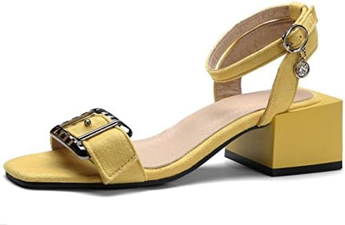 CSDM WOMEN Sandals Buckle Large Size Casual High Heels Shoes Yellow Black Green Size 32-48 , yellow , 45 custom 2-4 days do not return