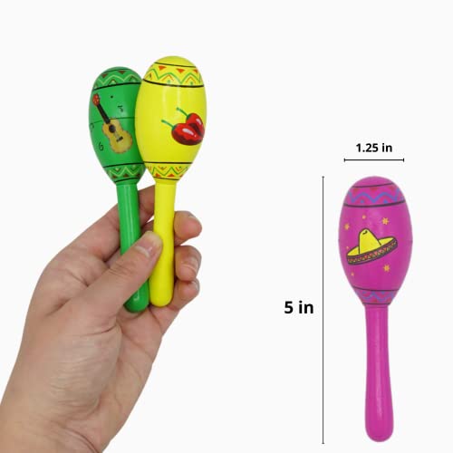 16 Fiesta Maracas Party Favors for Kids & Adults Wooden Cinco de Mayo Mexican Party Supplies