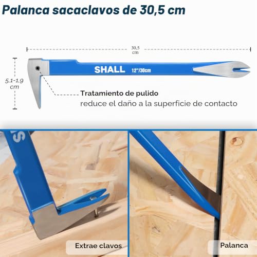 SHALL Set of 4 Pry Levers, Cat Paw Shape Nail Puller, Flat Claw Levers, End Cutting Pliers, Socket Nail Removal Tool, Floor Nail Removal Tool