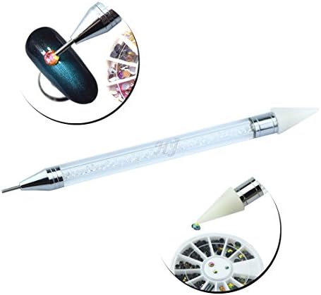 Double-head Wax Nail Rhinestone Picker Dotting Pen Acrylic Handle Gem Pick Up Applicator Tool Self-Adhesive Dot Head Tips