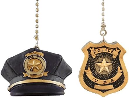 Police Hat and Badge 2 Piece Fan Pull Set