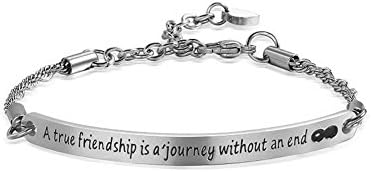 WRISTCHIE Womens Stainless Steel Bracelet Friendship Jewelry Gifts Engraved Message Always My Sister Forever My Friend