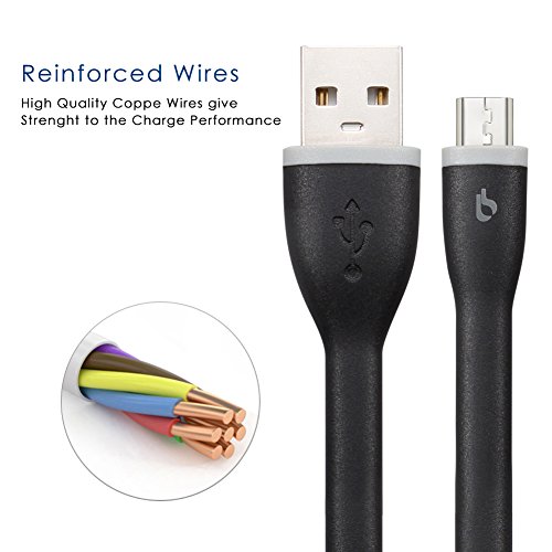 Bigblue Short Micro USB Cable 2 Pack 0.5ft, Micro-USB to USB Cable, Micro USB Lead Sync Data Cord Compatible with Android Samsung, HTC, Sony, Nexus, LG, Huawei and More