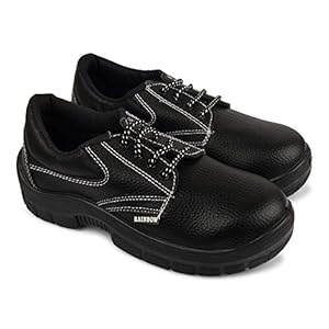 Aktion Safety Synthetic Leather Shoes (RA-701, Size 7, Black)