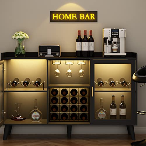 Wine Bar Cabinet with Led Light, Home Coffee Cabinet with Wine and