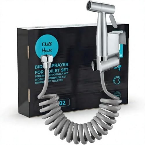 CHILL HOUSE Bidet for WC and Water Tap with Shower in Stainless Steel AISI 304 – Hygienic Shower with Extendable Hose 1.5 m – Intimate Hygiene and Pets Kit – (Replacement: Sprayer and Hose)
