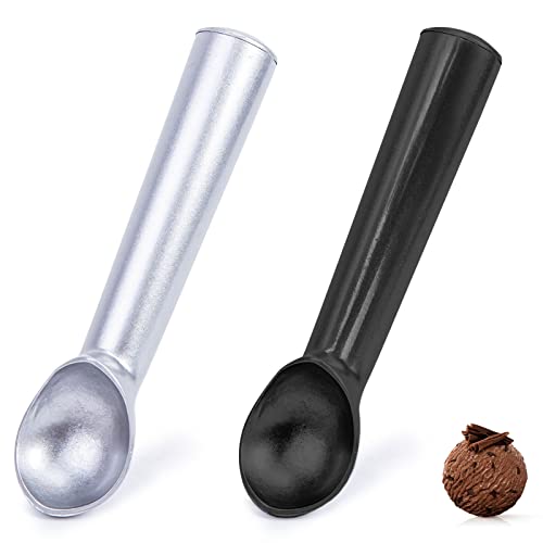 HAKACC Ice Cream Scoop, 2PCS Nonstick Anti-Freeze Ice Cream Scooper 18cm Long One Piece Aluminum Design Dishwasher Safe
