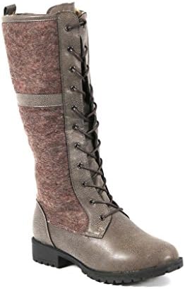 Carrini CA Collection Womens Fashion Vegan Faux Fur Lined Faux Wool Boots, Taupe, Size 9, US