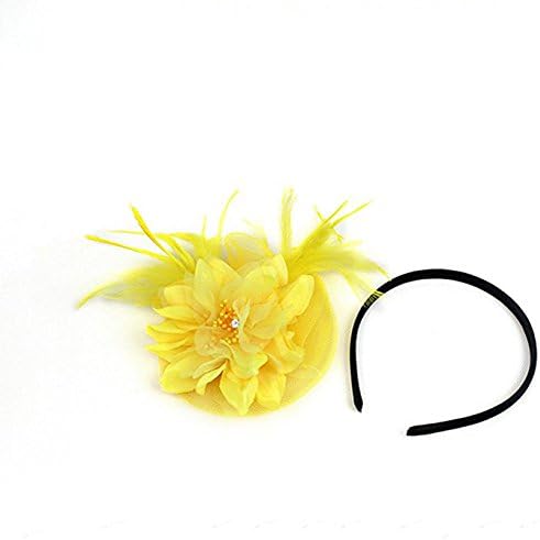 YUNQI Fascinator, Netting Feathers Big Flower Headband, Hair Clip Headwear, Cocktail Hat Head Decoration
