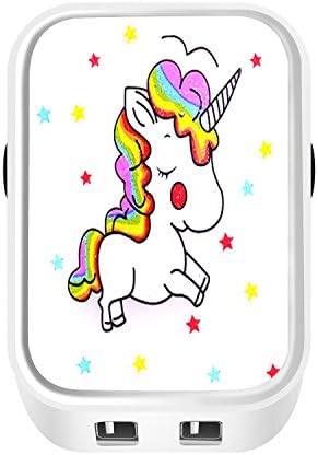 USB Wall Charger, Portable Customized Dual Port Universal USB Power Adapter Wall Charger with iPhone and Samsung Phones(Cute Unicorn1)