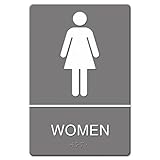 Headline Sign - ADA Sign, Women Restroom Symbol w/Tactile Graphic, Molded Plastic, 6 x 9, Gray 4816 (DMi EA