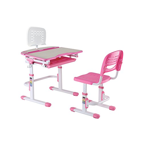 Buy KIDOMATE Adjustable Study Table Chair and Wood Finish Desk with