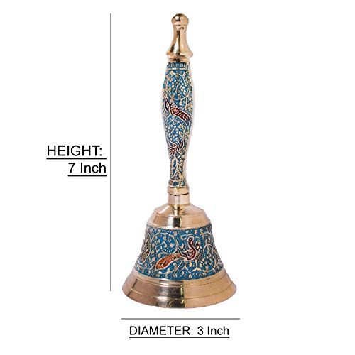 Hashcart Beautiful Puja Hand-held Ghanti - Colourful Jingle Bell for Christmas | Hand Bell for Puja