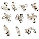 10 Type BNC Adapter Kits BNC Female to Dual BNC Female Adapter, 3 Way 4 Way Splitter Adapter RF Coaxial Connectors Handheld Radio Video Adapter