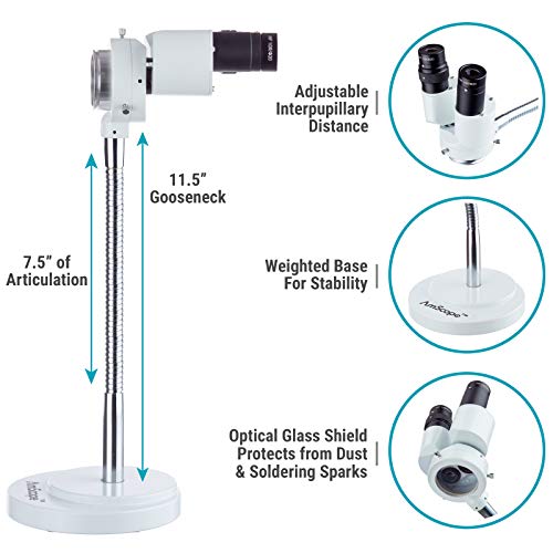 AmScope 8X Binocular Stereo Microscope w/ 360 Revolve (SE508) + 8W