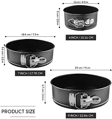 EKKONG Moule à Gàteau Rond à Charnière Réglable 3 Étages Acier Inoxydable Lot de 3(4" 7" 9") (3 pièces)