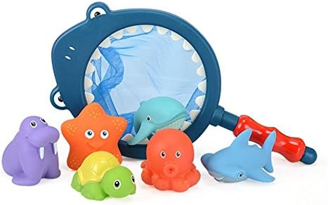 Mehome Bath Toy with Fishing Net Floating Animals Water Toy Baby Bathroom Pool Accessory for Kids 12 Months +