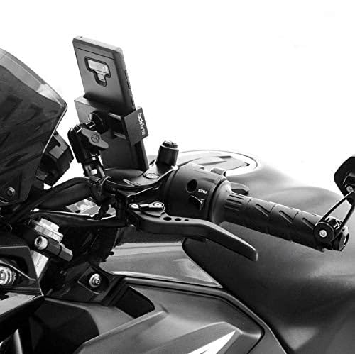 Tackform Black Motorcycle ALL METAL Phone Mount - 20MAXX Spring Cradle | BC3 Universal Clamp Fits 7/8