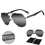VEITHDIA 3598 Adjustable HD Polarized Aviator Sunglasses for Fishing Driving (Grey, Grey)