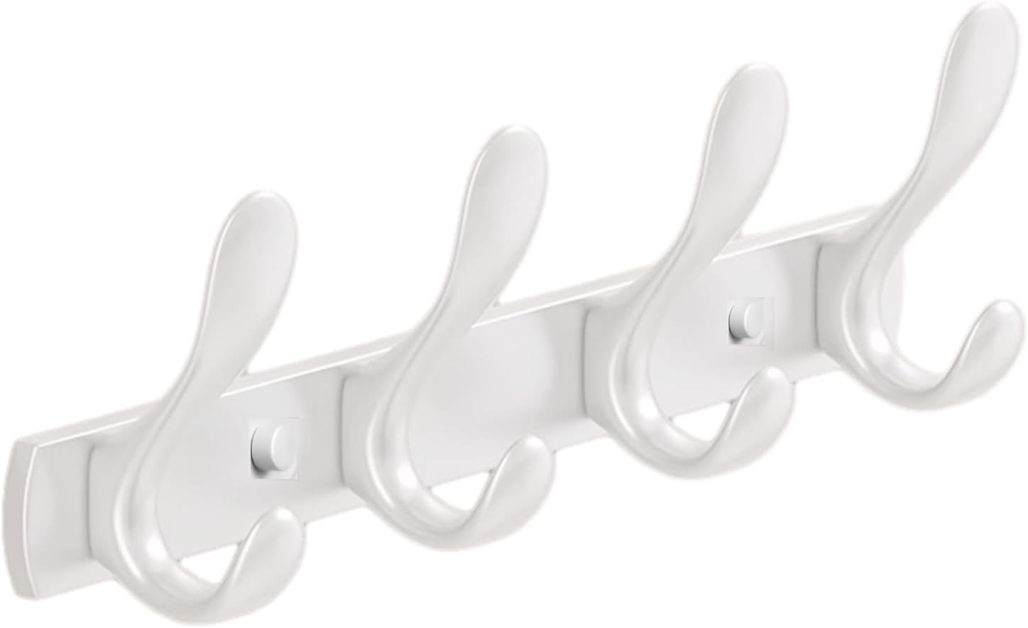 YUET 4 Door Hook Coat Bathroom Towel Hooks Wall Mounted Screw Fixed - Heavy Duty Hanger - Stainless Steel Robe Rack Holder in Bedroom or Kitchen Wall Mount (White)