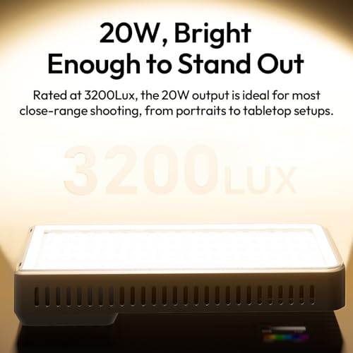ULANZI K20 RGB Video Light, 20W LED Camera Light Panel for Photography, 1800-9000K CRI95+ 20 Effects, 3300mAh Rechargeable Portable Photo Video Lighting for DSLR Sony Canon Nikon Fuji Vlogging TikTok