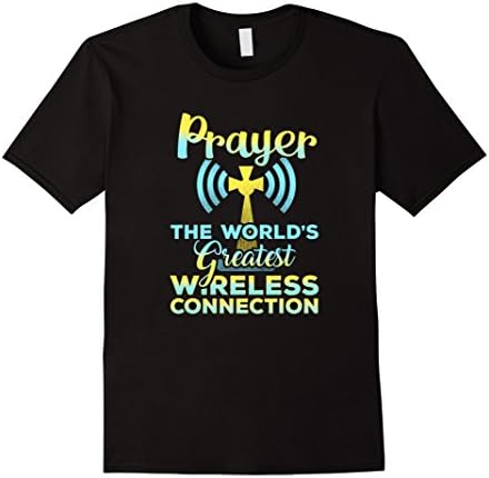 Mens Catholic Christian Prayer Wireless Connection T Shirt Medium Black