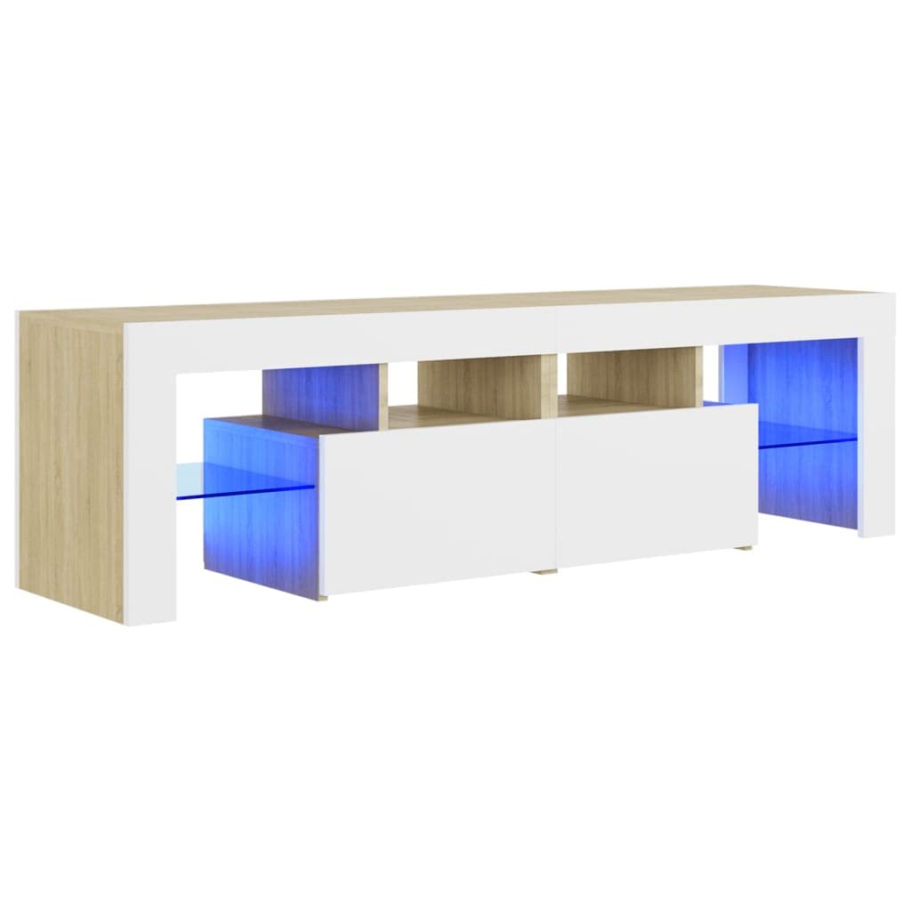 vidaXL-Armario-TV-con-Luces-LED-Soporte-Muebles-Aparador-Estante-Salon-Sala-de-Estar-Decoracion-Entretenimiento-Blanco-y