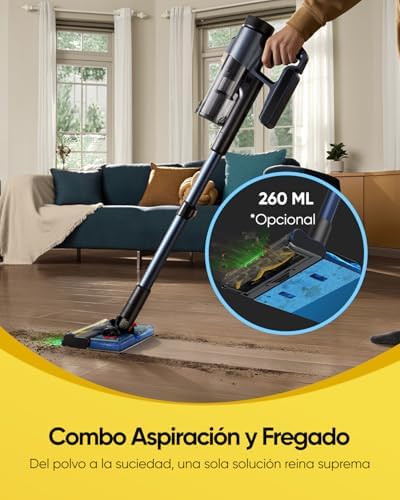 V12 Aspirador Sem Fios 58KPa/50 Min/500ml, Aspirador Sem Fios, Fácil de Limpar, Bateria Removível, Leve e Acessórios Multiusos, Aspirador Vertical Stick para Pavimentos/Alcatifas/Cabelo/Carro