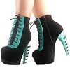SHOW-STORY-Punk-Black-Aqua-Two-Tone-Lace-Up-Zip-High-top-Bone-Platform-Ankle-BootsLF80669