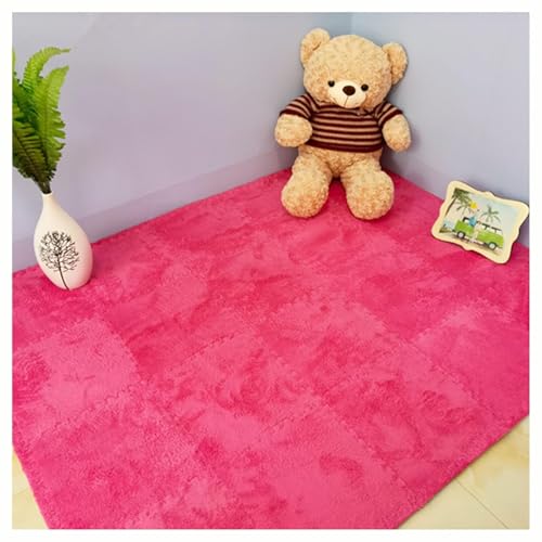 200pcs 30cm EVA Foam Tiles, 192sq.ft Plush Foam Floor Tiles Interlocking Puzzle Rug Carpet(Rose Red)