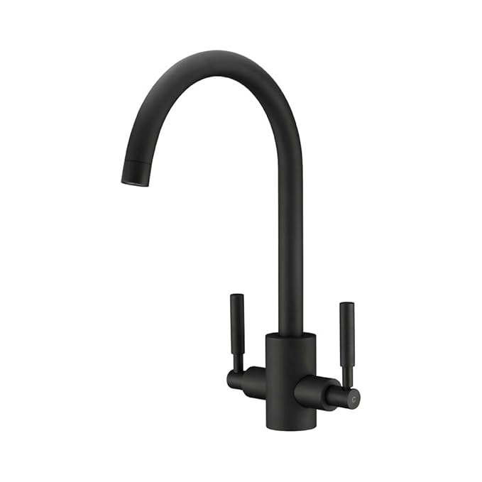 Volcano Black Kitchen Mixer Taps WENKEN Double Handles Swivel Spout