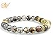ERAWAN Men's Natural Black Lava Stone Bead Gold Lion Buddha Beaded Charm Bracelet 8mm EW sakcharn