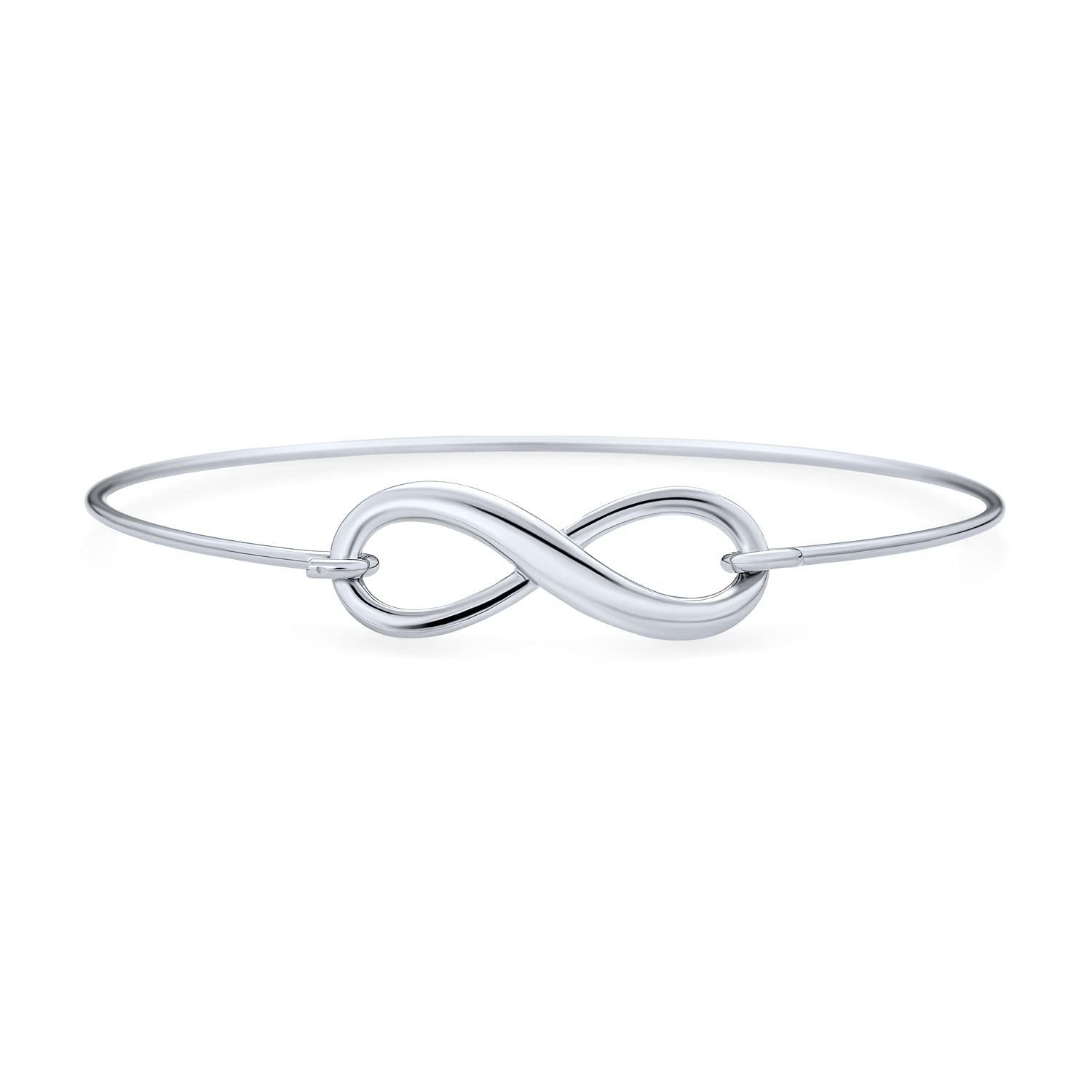 Bling Jewelry Delicate Minimalist Romantic Eternal Love Knot figure Eight Infinity Bracelet Bangle For Women Teen Girlfriend .925 Sterling Silver