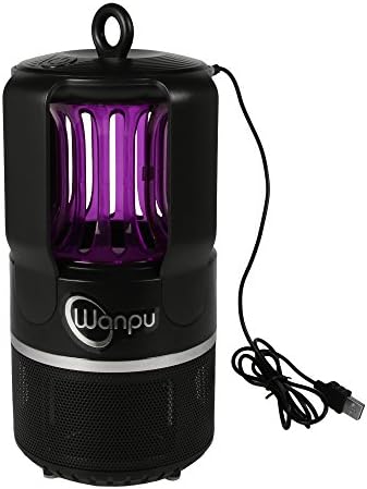 Wanpu Bug Zapper &amp; Electric Indoor Insect Killer USB Powered Mosquito Killer Mute Chemical-free LED Night Light ,Coverage Up to 645 Sq.Ft (Black)
