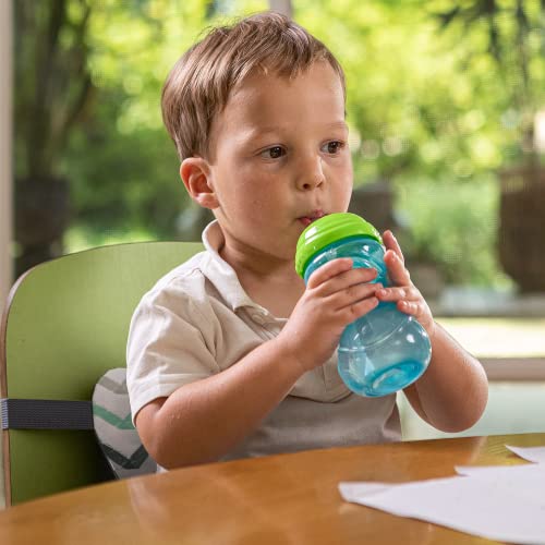 Nuby 3 Piece NoSpill Easy Grip Cup with Flex Straw, Clik It Lock Feature, Boy, 10 Ounce
