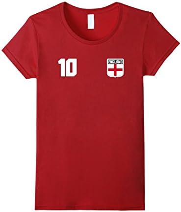 Womens ENGLAND T-shirt English Tee Football Soccer Jersey Style Large Cranberry