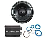 Skar Audio SKAR-VD-10D2x1-RP350-SSK8 VD-10 D2 500W RMS Subwoofer with RP-350.1D Monoblock Sub Amplifier and 8 Gauge Amp Kit