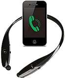 KOCASO Bluetooth/Wireless Sports Stereo Headphones Headset Earphones. [Hands Free Calling] [Contoured Neckband] Microphone- iPhone 7/6s/6 iPod Galaxy S7/S6/S5 HTC Smart Windows Android Phones- Black