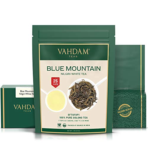 VAHDAM, Exotic White Tea Leaves from the Blue Mountains (25 Cups)​ - 100% Pure White Tea Loose Leaf - Mellow & Delicious,1.76oz