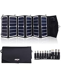TOPDC Cargador portátil plegable de energía solar, alta eficiencia, de 39 W, con USB (5 V USB + 18 V DC) para teléfono celular portátil Samsung iPad GPS Gopro Dell, HP Notebook auriculares y más
