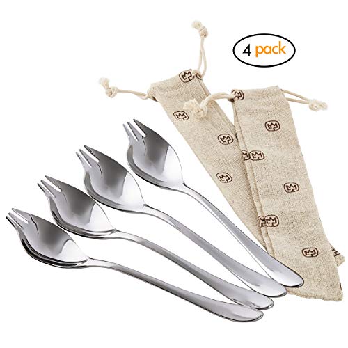 HISSF 7.08-Inch Spork, Multifunctional Spoon, Stainless Steel Spoon, Spoon for Salad, Dessert, Pasta, Soup, Set of 4 - Thumbnail 7