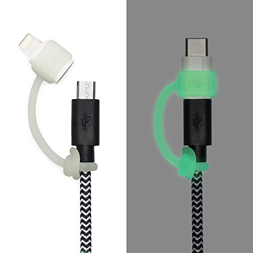 LightningCozy by Cozy: Adapter Keeper/Holder/Lanyard Accessories, Compatible with (Lightning, USB-C, Micro USB, Apple Pencil) adapters | Perfect for Keychain, Cable, Phone, Car, Travel, Uber (Glow)